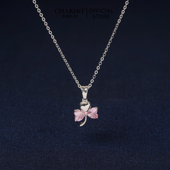 Dây chuyền DCJ67 cỏ 3 lá đính đá sắc màu bạc 925 ChariotJewelry