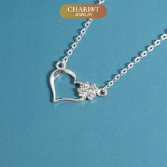 Dây chuyền S925 DCJ137 Heart and Clover Leaf, quà tặng 8-3 ý nghĩa, ChariotJewelry