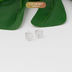Khuyên tai bạc ECJ67 hoa tuyết đính đá trắng sáng ChariotJewelry