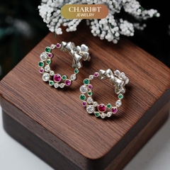 Khuyên tai bạc ECJ37 Vòng Giáng sinh s925 ChariotJewelry