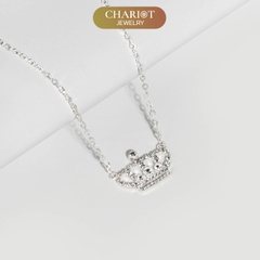 Dây chuyền s925 DCJ112 thiết kế hình vương miệng, đính đá CZ lấp lánh, ChariotJewelry