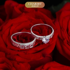 Nhẫn đôi bạc S925 nam nữ NCJ120 Square Stone, nhẫn couple bạc, quà tặng Valentine ý nghĩa dành tặng bạn gái, ChariotJewelry