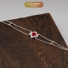 Lắc tay BCJ10 bông hoa đá đỏ quyến rũ Chariot Jewelry