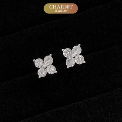 Khuyên tai bạc ECJ19 bông hoa 4 cánh mang lại may mắn ChariotJewelry
