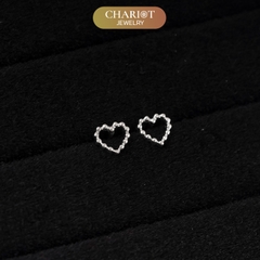 Khuyên tai bạc ECJ65 trái tim nhỏ bé ChariotJewelry