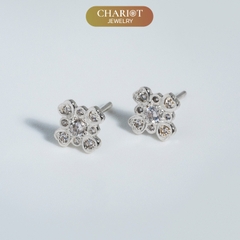 Khuyên tai bạc ECJ79 bông hoa tỏa sáng Chariot Jewelry