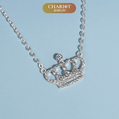 Dây chuyền s925 DCJ112 thiết kế hình vương miệng, đính đá CZ lấp lánh, ChariotJewelry