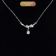 Dây chuyền DCJ64 dải hoa đính đá CZ trắng sáng S925 ChariotJewelry