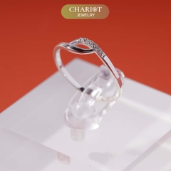 Nhẫn Bạc NCJ15 Xoắn Nhẹ Đính Đá Chariot Jewelry