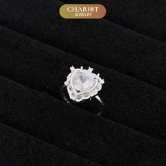 Nhẫn bạc nữ S925 NCJ63 trái tim tình yêu lấp lánh, quà tặng Valentine ý nghĩa dành cho bạn gái, Chariot Jewelry
