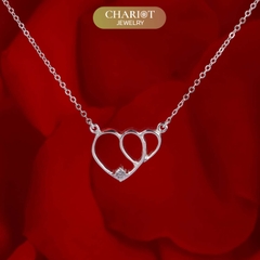 Dây chuyền bạc DCJ70 S925 trái tim đôi xinh xắn đính đá, quà tặng 8-3 ý nghĩa, Chariot Jewelry