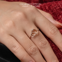 Nhẫn bạc NCJ56 Trái tim đáng yêu ChariotJewelry