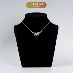 Dây chuyền DCJ56 hoa sen, charm đá đỏ bạc s925 ChariotJewelry