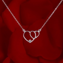 Dây chuyền bạc DCJ70 S925 trái tim đôi xinh xắn đính đá, quà tặng Valentine ý nghĩa, Chariot Jewelry