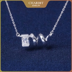 Dây chuyền DCJ72 Xoắn ốc cách điệu đính đá CZ lấp lánh bạc 925 ChariotJewelry