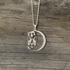 Dây chuyền DCJ96 mặt trăng cùng cún con đáng yêu bạc 925 ChariotJewelry