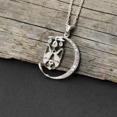 Dây chuyền DCJ96 mặt trăng cùng cún con đáng yêu bạc 925 ChariotJewelry