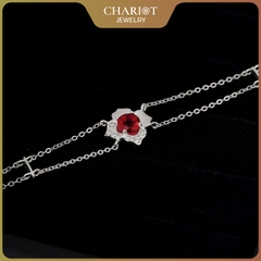 Lắc tay BCJ10 bông hoa đá đỏ quyến rũ Chariot Jewelry