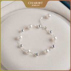 Lắc tay BCJ11 ngọc trai mix hạt tròn bạc năng động Chariot Jewelry