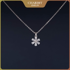 Dây chuyền bạc 925 DCJ201 Six-Petal Flower, mặt hoa đính full đá CZ lấp lánh, ChariotJewelry