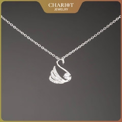 Dây chuyền bạc s925 DCJ197 hình thiên nga, đính đá CZ lấp lánh, ChariotJewelry