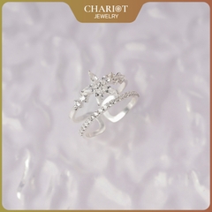 Nhẫn bạc NCJ44 925 CHARIOT họa tiết hình mèo dễ thương đính đá cao cấp ChariotJewelry