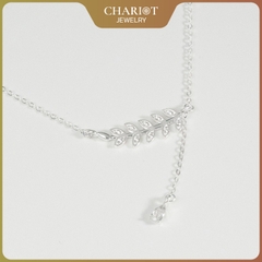 Dây chuyền bạc s925 DCJ160 nhành Olive đính đá CZ lấp lánh ChariotJewelry