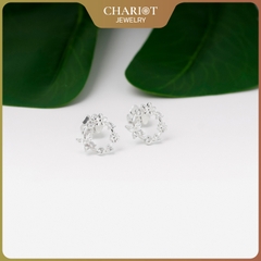 Khuyên tai bạc ECJ21 Trái tim đỏ rực lửa s925 ChariotJewelry