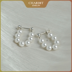 Khuyên tai nữ  ECJ08 ngọc trai nhân tạo, thanh lịch duyên dáng chốt bạc s925 ChariotJewelry