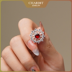 Khuyên tai bạc ECJ24 Vòng xoay hoa mặt trời s925 ChariotJewelry