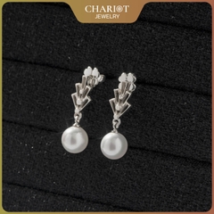 Khuyên tai bạc ECJ31 Dainty Pearl Droplets s925 ChariotJewelry