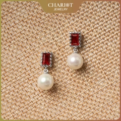 Khuyên tai bạc ECJ32 Silver Pearl Drop s925 ChariotJewelry