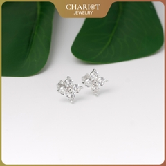 Khuyên tai bạc ECJ19 bông hoa 4 cánh mang lại may mắn ChariotJewelry