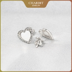 Khuyên tai bạc ECJ51 hình trái tim thanh lịch, dễ phối đồ ChariotJewelry