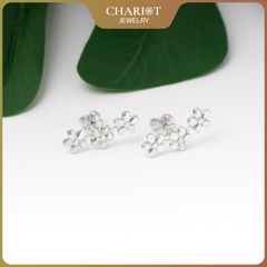 Khuyên tai bạc ECJ56 ba bông hoa nhỏ xinh, nữ tính ChariotJewelry