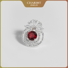 Khuyên tai bạc ECJ57 bông tai giọt đỏ quyến rũ, sang chảnh ChariotJewelry