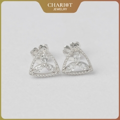 Khuyên tai bạc ECJ36 Tam giác Hoa s925 ChariotJewelry