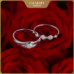 Nhẫn đôi bạc S925 nam nữ NCJ123 Art Deco Inspired, nhẫn couple bạc, quà tặng 8-3 ý nghĩa dành tặng bạn gái, ChariotJewelry