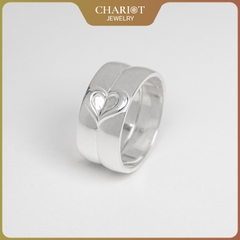 Nhẫn đôi bạc S925 nam nữ NCJ101 Heart Bond, nhẫn couple bạc, quà tặng 8-3 ý nghĩa dành tặng bạn gái, ChariotJewelry