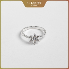 Nhẫn đôi bạc S925 nam nữ NCJ99 Sparkling Blossom, nhẫn couple bạc, quà tặng Valentine ý nghĩa dành tặng bạn gái, ChariotJewelry