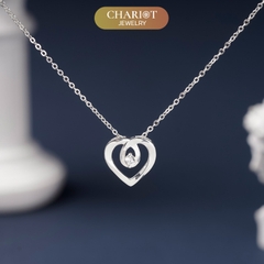 Dây chuyền DCJ05 S925 Halo Heart, trái tim chân thành, quà tặng Valentine ý nghĩa bạc, ChariotJewelry