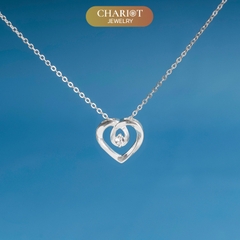 Dây chuyền DCJ05 S925 Halo Heart, trái tim chân thành, quà tặng Valentine ý nghĩa bạc, ChariotJewelry