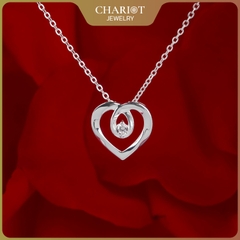 Dây chuyền DCJ05 S925 Halo Heart, trái tim chân thành, quà tặng Valentine ý nghĩa bạc, ChariotJewelry