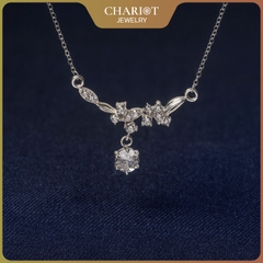 Dây chuyền DCJ64 dải hoa đính đá CZ trắng sáng S925 ChariotJewelry