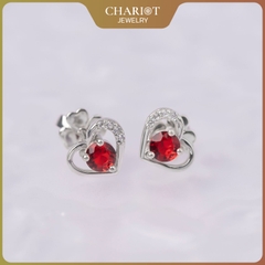 Khuyên tai bạc ECJ21 Trái tim lấp lánh s925 ChariotJewelry