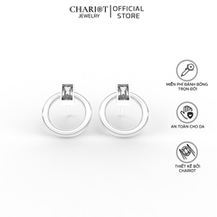 Khuyên Tai Bạc EJC56 Tròn Đính Đá Chariot Jewelry