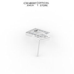 Khuyên Tai Bạc ECJ70 Hình Vuông Đính Đá Chariot Jewelry