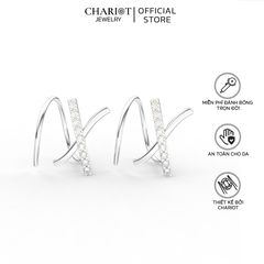 Khuyên Tai Bạc ECJ75 Hình Chữ X Chariot Jewelry