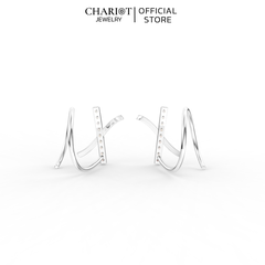 Khuyên Tai Bạc ECJ75 Hình Chữ X Chariot Jewelry