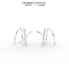 Khuyên Tai Bạc ECJ75 Hình Chữ X Chariot Jewelry